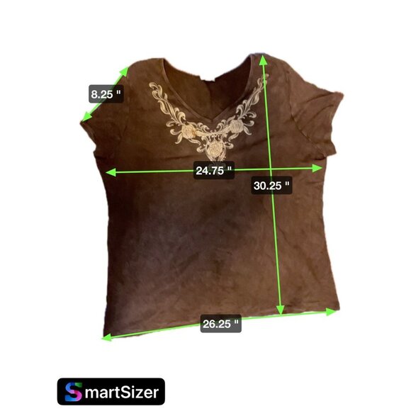 Xcit USA Brown V Neck Short Sleeved Top Sz 2X - Picture 6 of 6